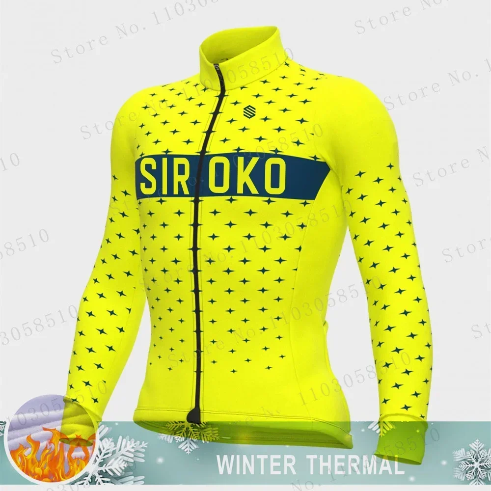 

Siroko Men's Thermal Fleece Winter Jacket Team Cycling Jacket Long Sleeve Jersey Mtb Suit Road Bike Cycling Clothing Hombres Mtb