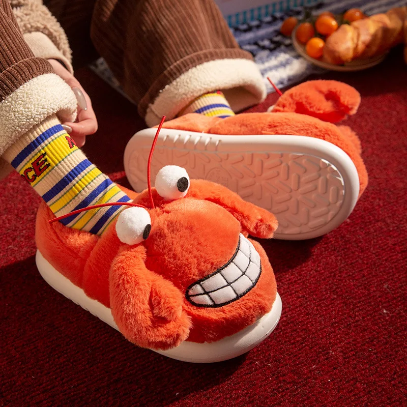 شبشب كراب نسائي شتوي - صوف صناعي مبطن دافئ، كعب مغلق، نمط جديد، شبشب رقيق مريح للمنزل الداخلي