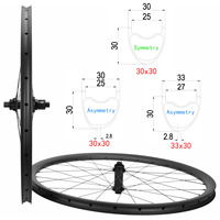 29er Mountain Carbon Wheelset Tubeless UD 30mm Deep 30/33mm Wide Tb2015 Spokes Goldix M370 Ratchet 36T 6 Bolt Center Lock