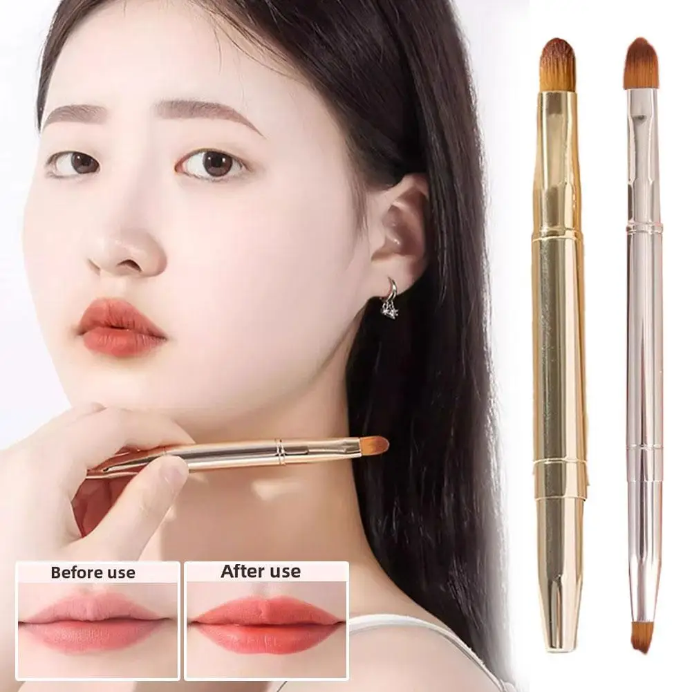 New Retractable Lip Makeup Brush Lipstick Lip Gloss Use Brush Eyeshadow Beauty Lip Brush Dual Tools Telescopic J1T1