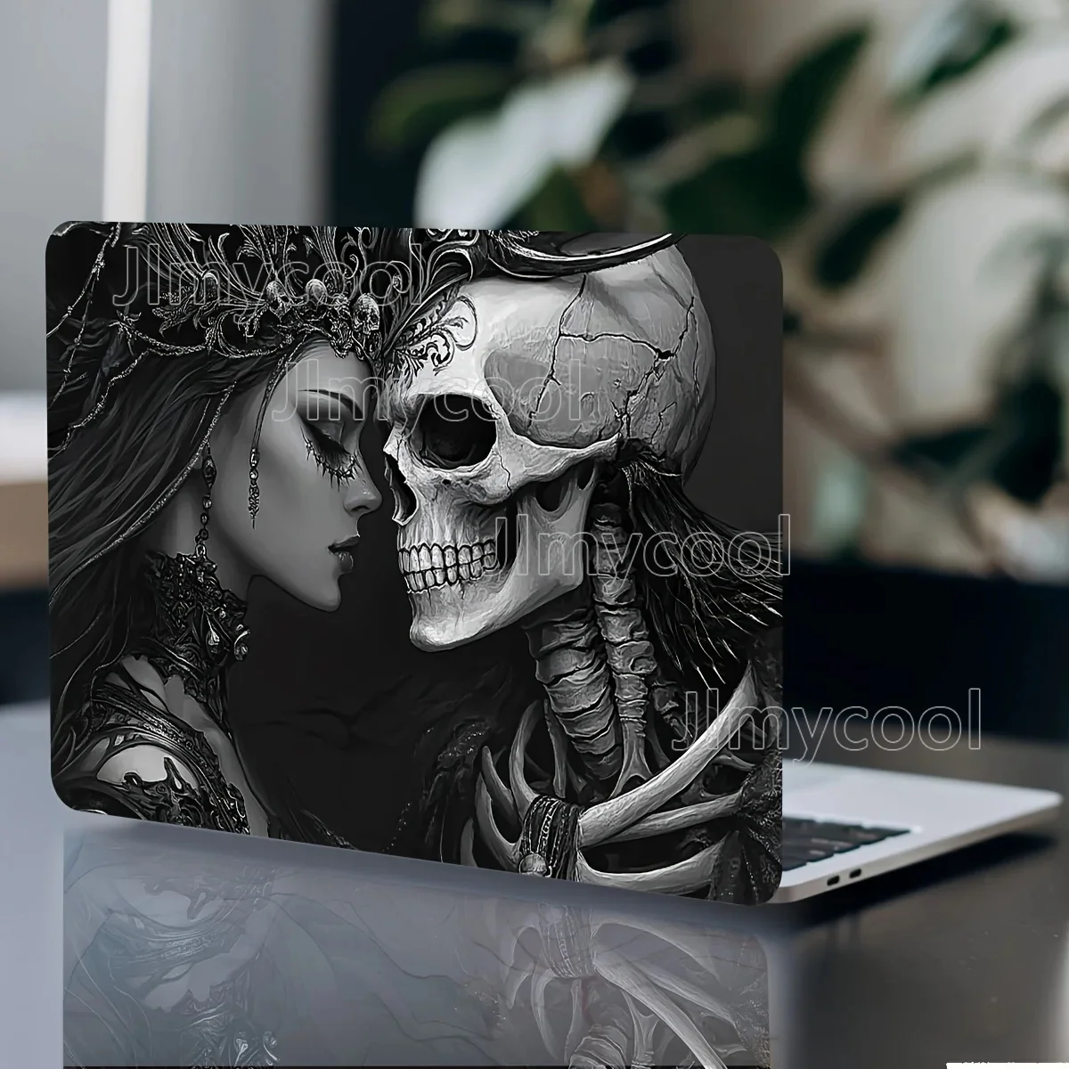 2PCS Gothic Beauty and Skeleton Vinyl Stickers Waterproof Scratch Resistant Laptop and Laptop Skin Self Adhesive Stickers