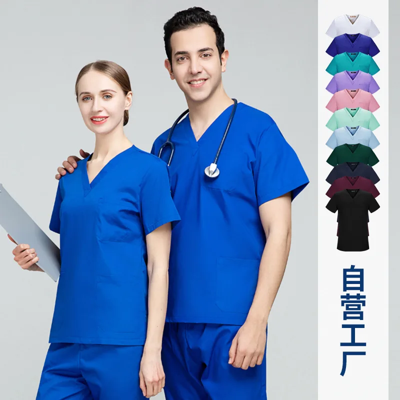 Operating Room Handwashing Women Summer Thin Section Oral Doctor Nurse Separates Set Surgical Clothes Polyester Cotton