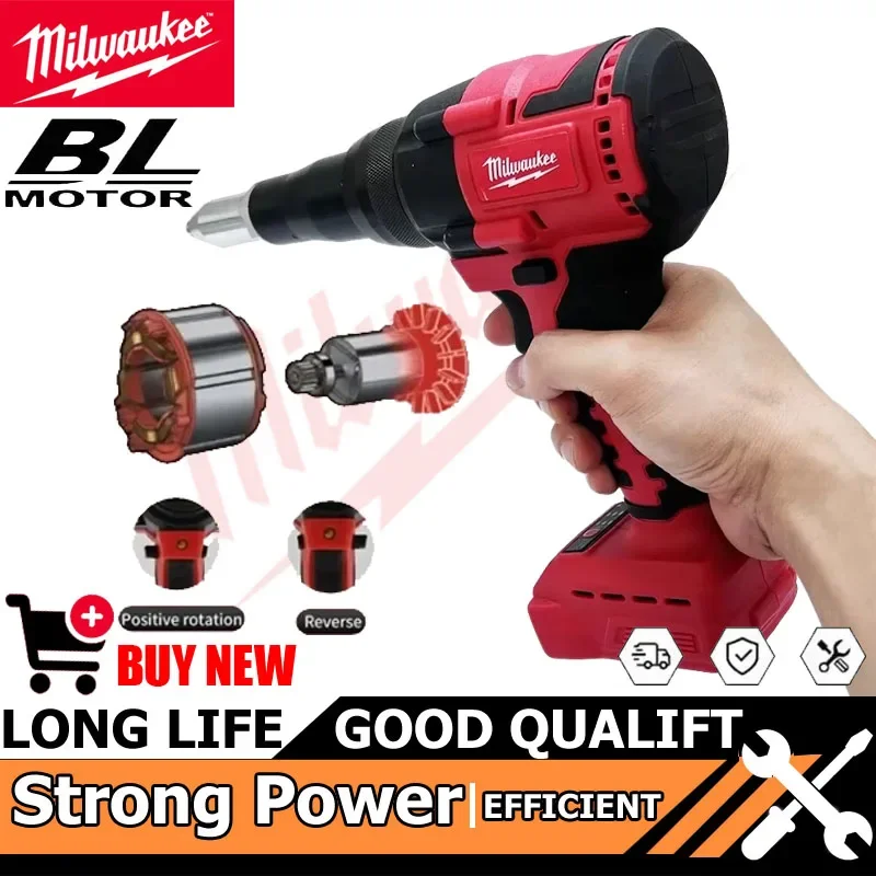 

2505 Milwaukee 4,8 мм беспроводной бесщеточный клепальный инструмент электрический клепальный пистолет со светодиодной подсветкой для аккумуляторного инструмента 20 В 18 В