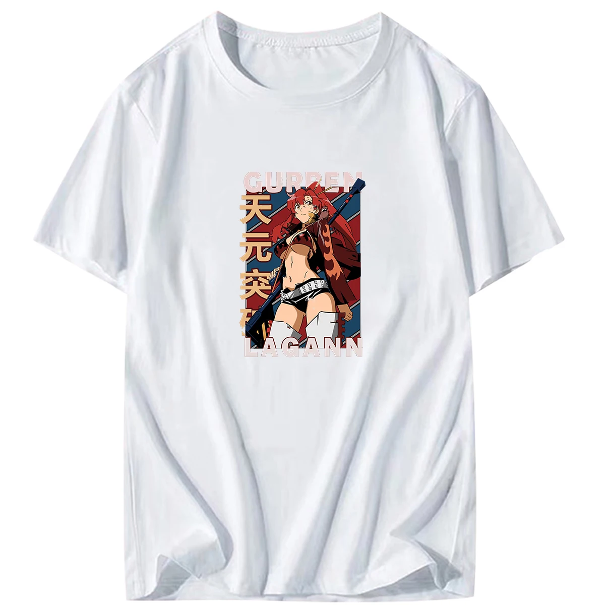 Tengen Toppa Gurren Lagann Graphic Print Men's Crew Neck Short Sleeve Tees, Summer Trendy T-Shirt