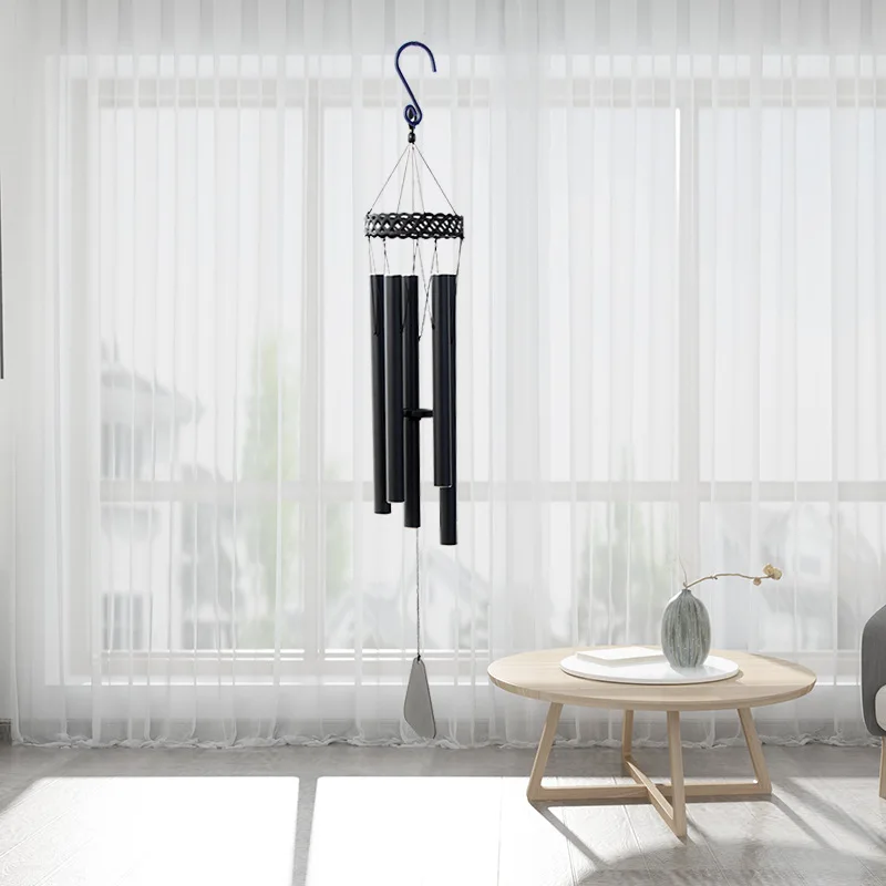 

Кольцо Венок Колокольчики Алюминиевая Трубка Металл Черный Колокольчик Подвеска Мемориал Креативное Украшение Дома Windglocken XY40FL