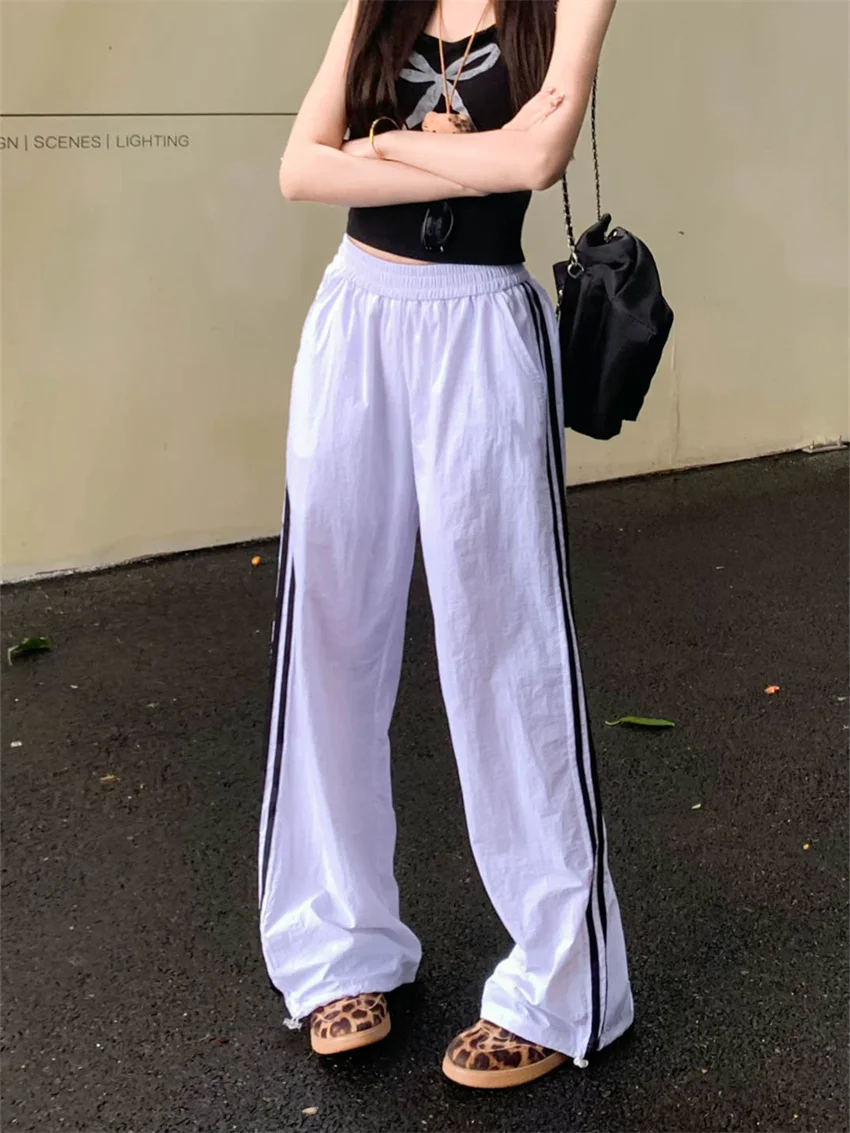 PLAMTEE M-XL Sports Pants Women Chic Loose High Street Fashion Summer All Match Vintage 2024 Casual Office Lady Slim Daily