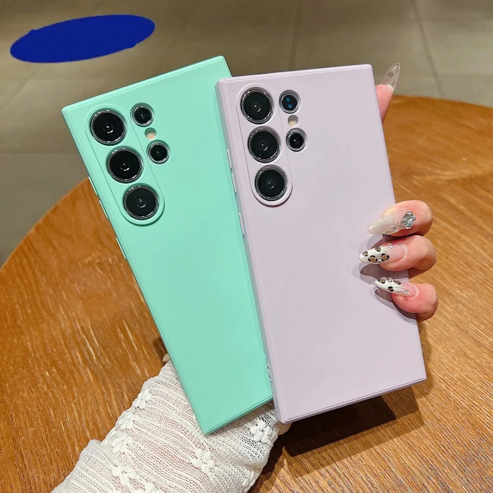 Colour Liquid Silicone Shockproof Soft Case For Samsung Galaxy S25Edge S24 S23 S22 S21 Ultra Plus FE TPU Skin Feel Protect Cover