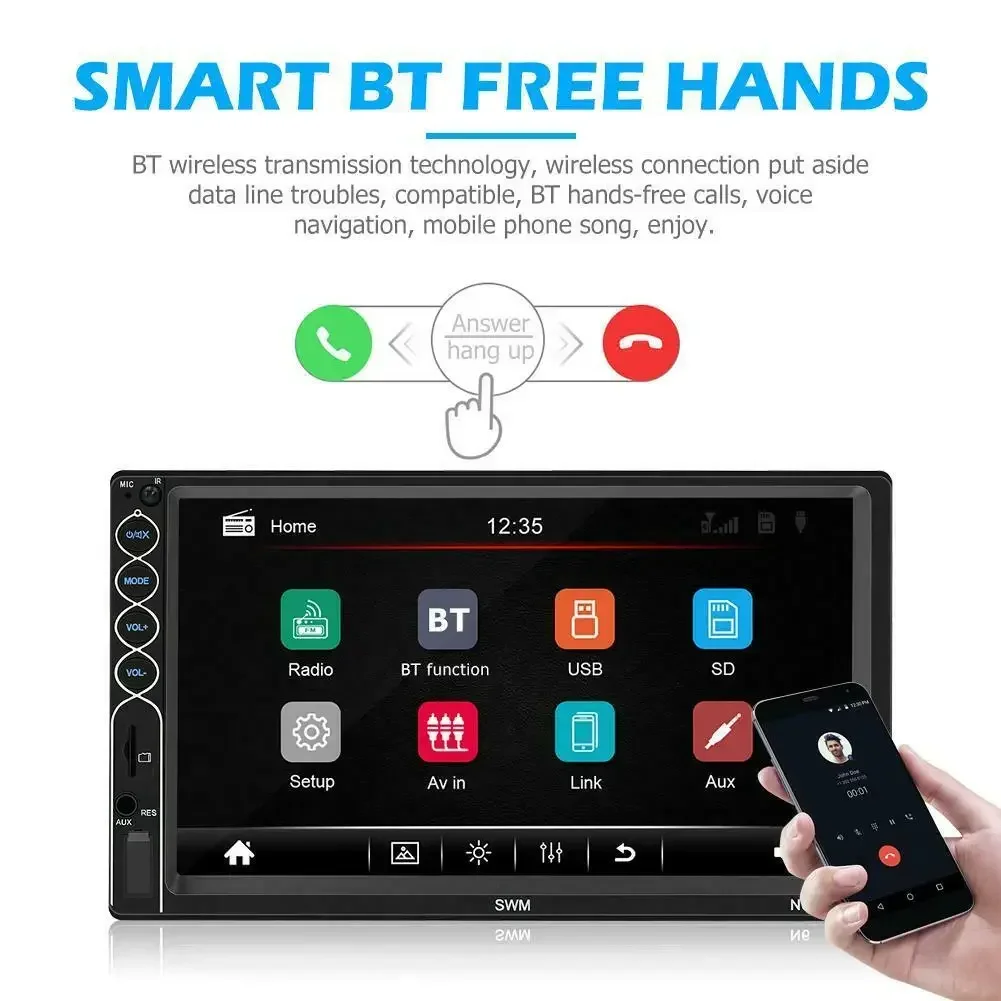 N6 2 Din Car Radio Stereo MP5 Player 7inch Touch Screen Bluetooth USB AUX TF Mirror Link Dash Head Unit Camera Multimedia Player - Image 4