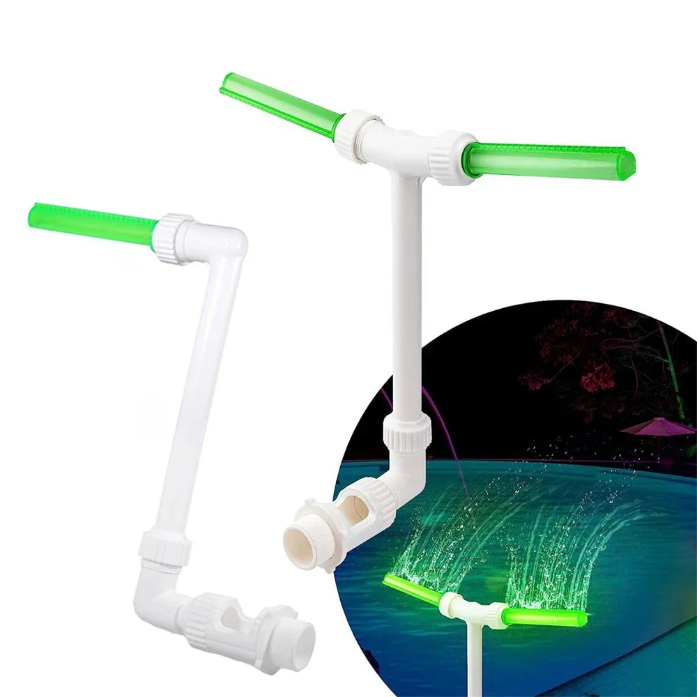 Fuente de piscina, fuentes de agua de doble pulverización para piscinas elevadas/enterradas, fuente de aspersor de piscina de cascada ajustable 2 en 1