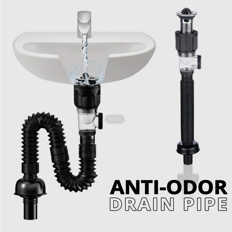 Universal Sink Drain Pipe Set Retractable Deodorant Sewer Drainage Water Hose Wash Basin Drainer Bathroom Kitchen Accessories