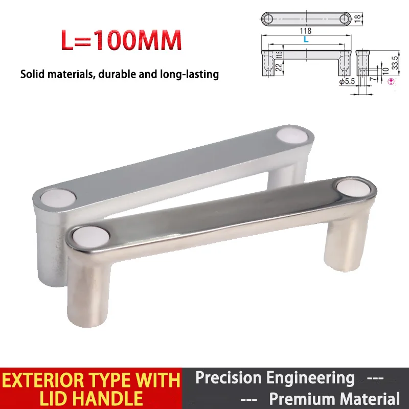 

1pcs HHDG HHDGS100 Aluminum Alloy Exterior Type With Lid Handle 304 Stainless Steel Plate Handle XAE91/ XAE93-L100mm