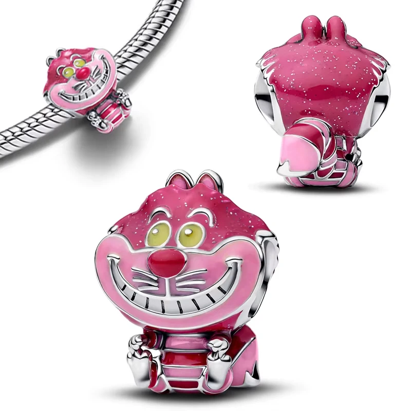 

НОВЫЙ серебряный шарм 925, Очаровательная бусина Disney Cheshire Cat Stitch для оригинальных женщин, браслет, ожерелье, кулон, ювелирные изделия на Хэллоуин, подарок