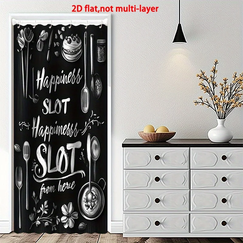 VIKAMA 2D Flat Kitchen Door Curtain Oil-Resistant Artistic Room Divider For Dining And Kitchen Separation Home Decoration