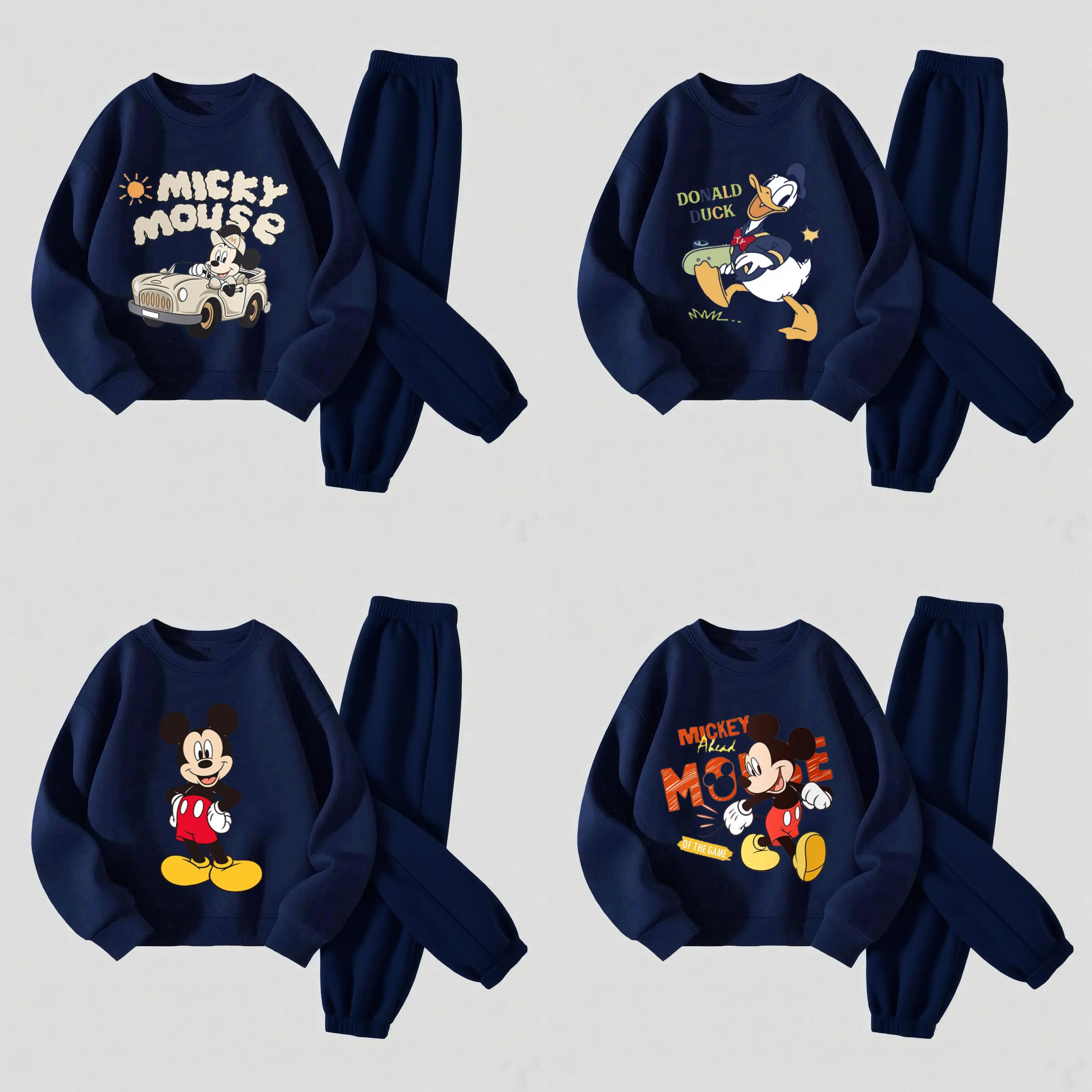 

Lovely Sweatshirts Outfits Children Costume Donald Duck Tops Versatile Pants Solid Color 2Piece Set For Boys And Girls Suits