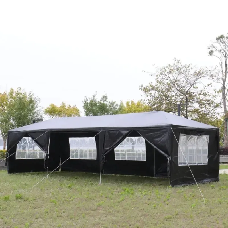 【Popular】Carpa para fiestas al aire libre de 10'x30' con 8 paredes laterales extraíbles, toldo impermeable para patio, gazebo para bodas, color negro