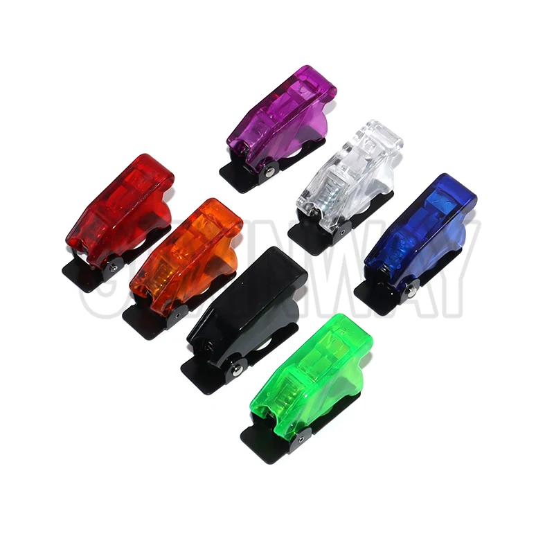 1pcs Illuminated Led Toggle Switch With Safety Aircraft Flip Up Cover Guard 12V20A transparent Auto Car Boat Truck