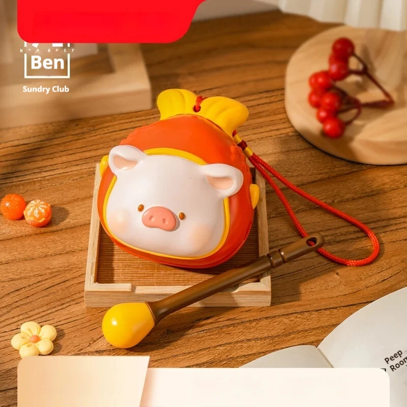 Kawaii Canned Pig Lulu The Piggy Carp Knocking Nishikigoi Wooden Fish Toy Bag Good Luck Pendant Release Birthday Gift