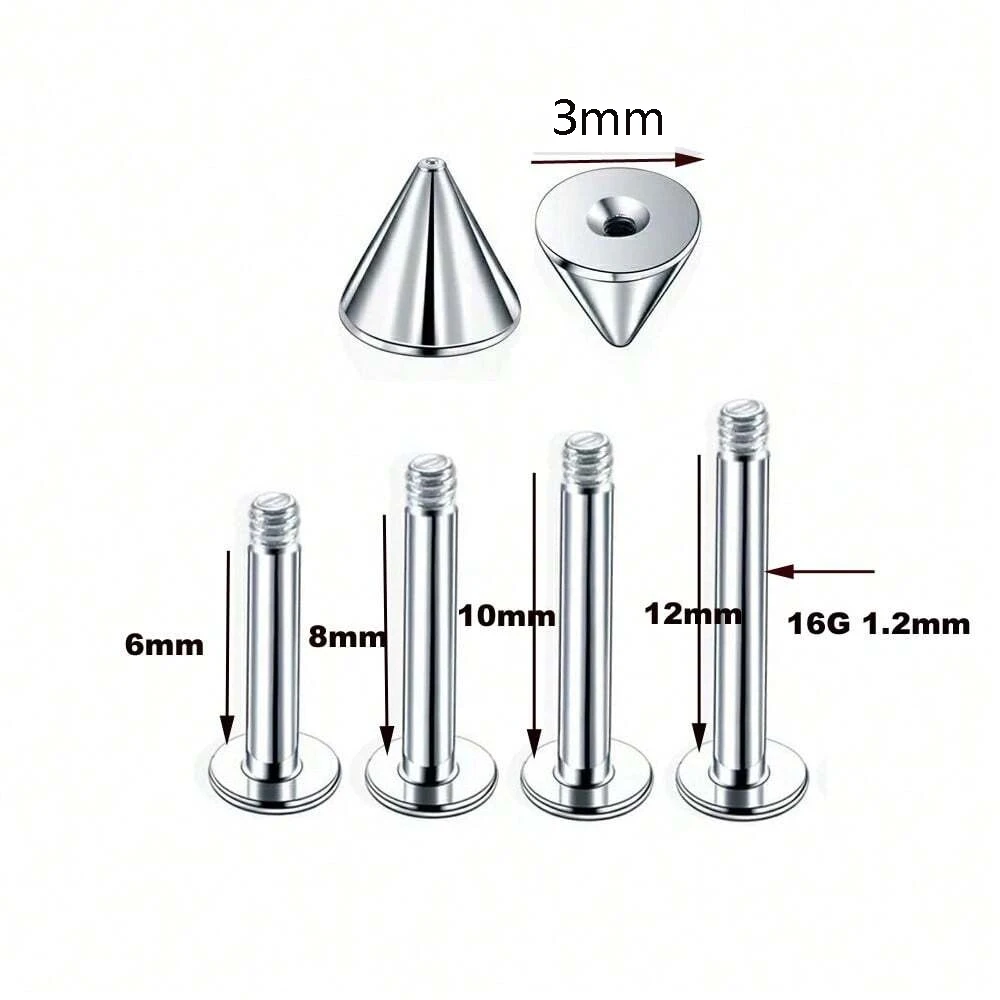 2PCS/Set Spike Lip Piercing Snake Bites Stainless Steel Helix Cartilage Earring Ear Piercing Body Jewelry Punk Style 16G 14G - view 6