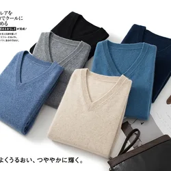 Plus Size 5XL Men's Cashmere Sweater Warm Pullovers V-Neck Knit Winter New Tops Male Woollen Knitwear Jumpers