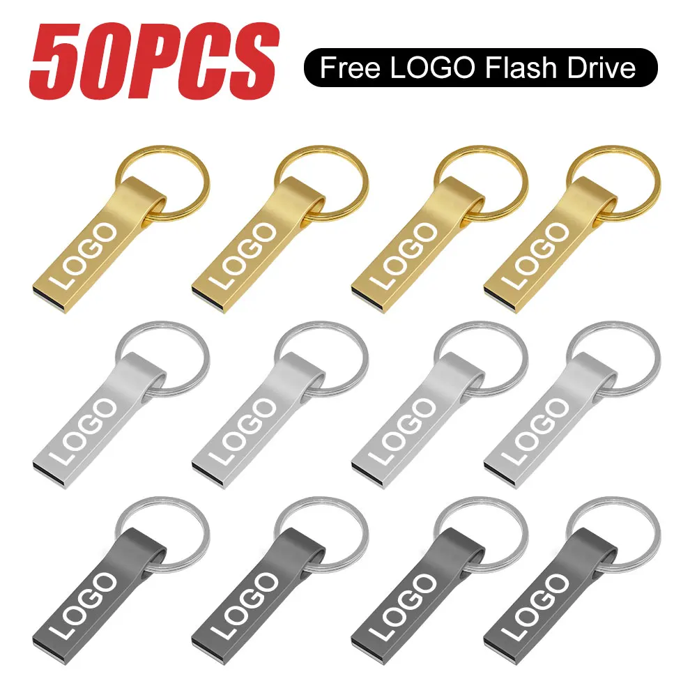 50pcs/lot Metal Usb Flash Drive 128GB Pendrive 64gb Cle High Speed Memoria Usb Stick 32GB 16GB 4GB Pen Drive Free Custom Logo