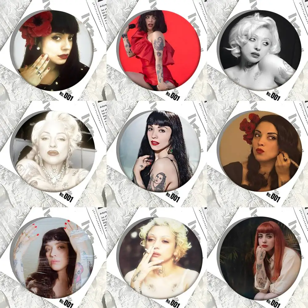 1pc FEMME FATALE M-Mon L-Laferte Cartoon Style Badge Brooches On Backpack Decoration Round Enamel Pins For Accessorys