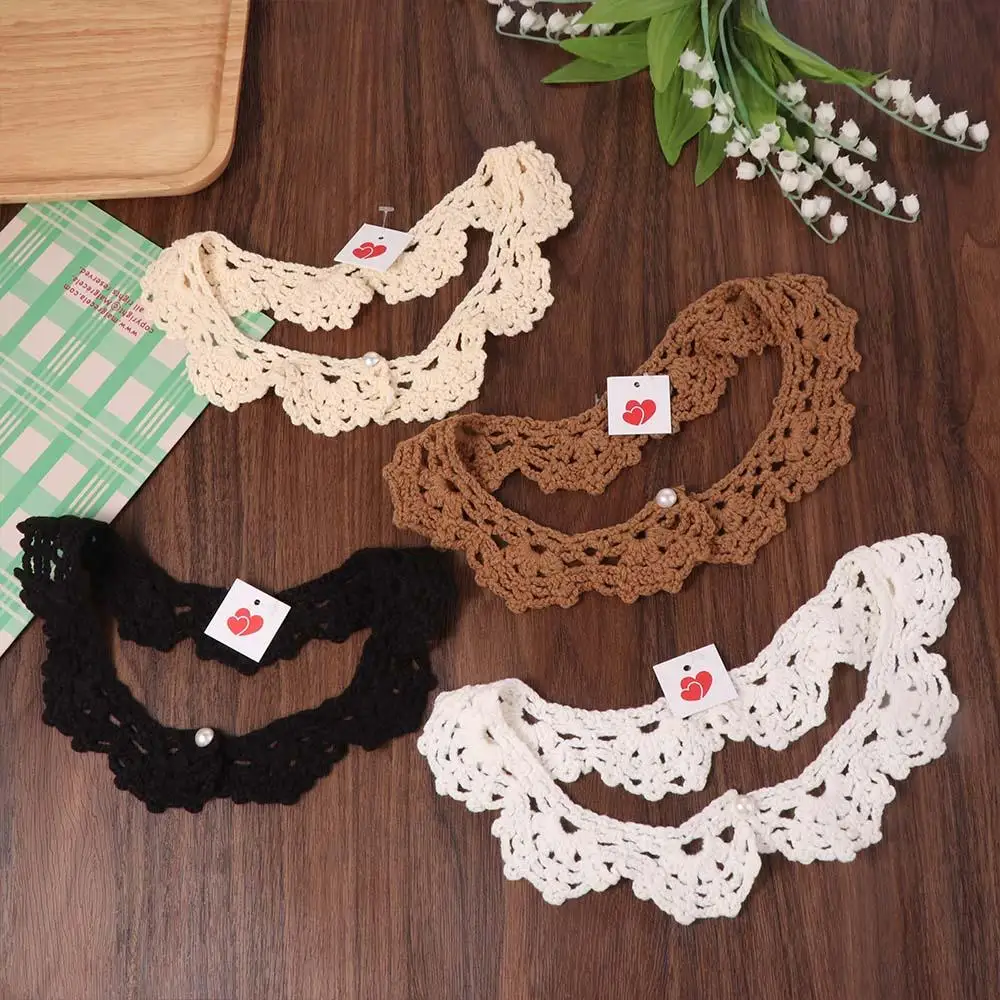 Sweet Hollow Out Crochet Shawl Detachable Clothes Decoration Knitted Scarves Scarf Accessories Round Neck