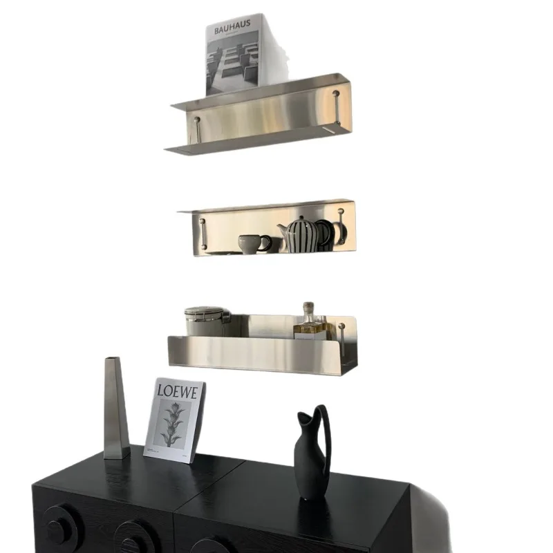 Stainless steel I-shaped shelf Wall-mounted multi-layer wall display rack Wall decorative display rack