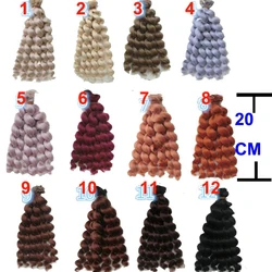 Pelucas gruesas de alta calidad para muñecas BJD, pelo de 20cm, Rubio morena, Marrón café, Color Natural, Pelo Rizado profundo para muñecas 1/3 1/4 1/6