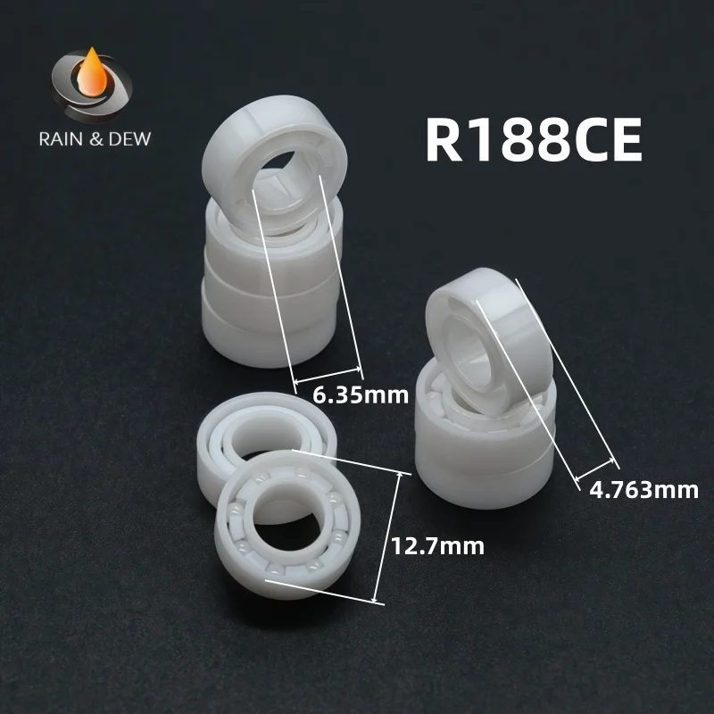 1Pcs R188 CE Ceramic Bearing  Full Ceramic Bearing ABEC-9 ZrO2 Zirconia Bearings  6.35x12.7x4.763mm