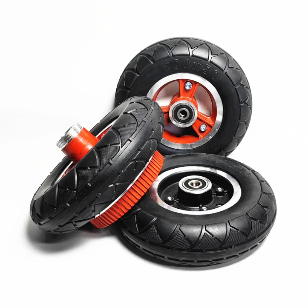 

Replacement rear wheel solid tire 8 inch electric scooter 200x50 belt driven aluminum alloy rim low friction bearing