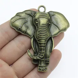 WYSIWYG 1pcs 71x63mm Big Elephant Pendants Antique Silver Color Elephant Pendants Charms Large Elephant Charm