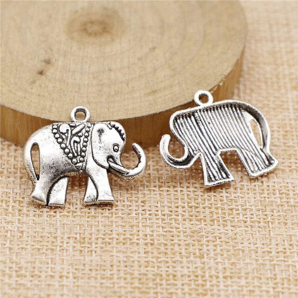 WYSIWYG 10pcs 25x21mm 2 Colors Elephant Charms Pendant For DIY Jewelry Making Handmade Jewelry Craft Findings