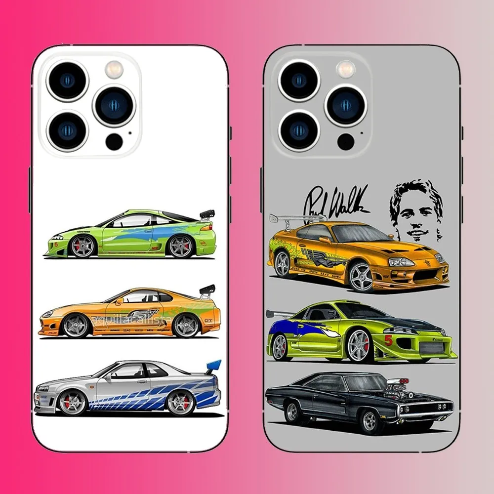 Cars of F-Fast and F-Furious Phone Case For iPhone 16,15,14,13,12,11,Pro,Max,Plus,Mini,X,XS,XR,8,7,6,S,SE Soft Black Case