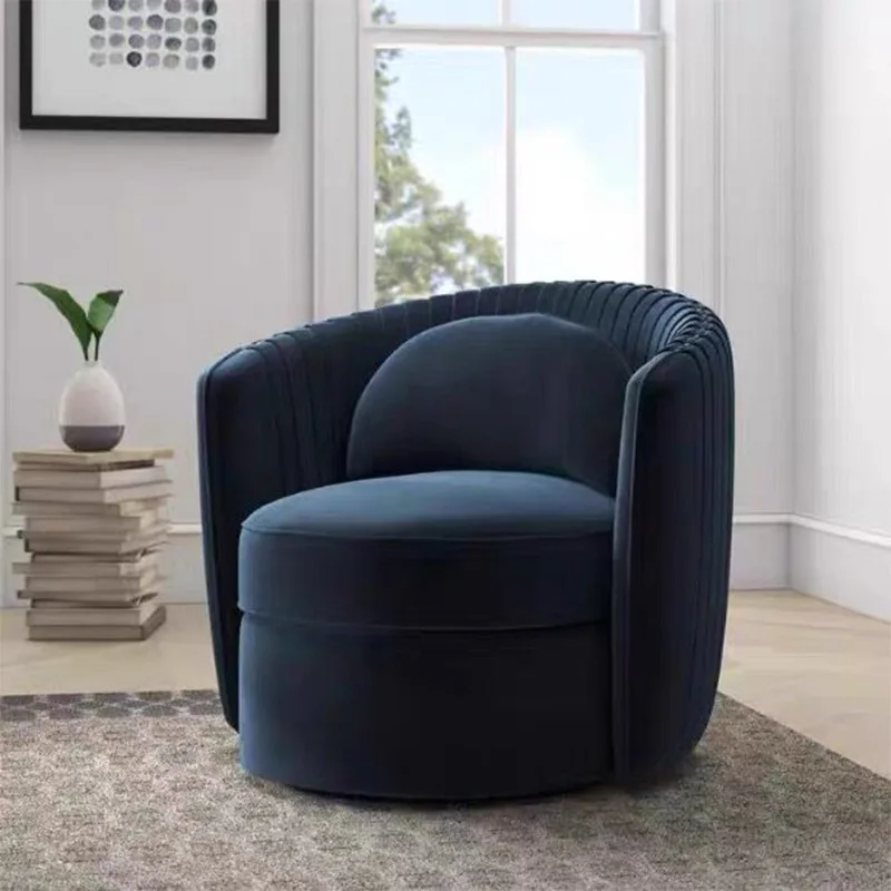 Italian style light luxury velvet sofa, pleated design, postmodern style single sofa, living room model, high-density foam