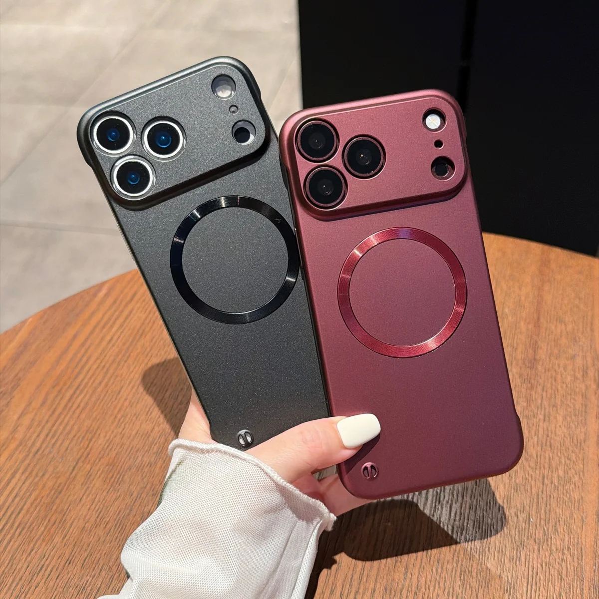 Luxuriöse Matte Rahmenlose Harte Magnetische Handyhülle für iPhone 18 17 16 Pro Max 18Pro für Magsafe Kabelloses Ladegerät Stoßfeste Abdeckung – Detail 12
