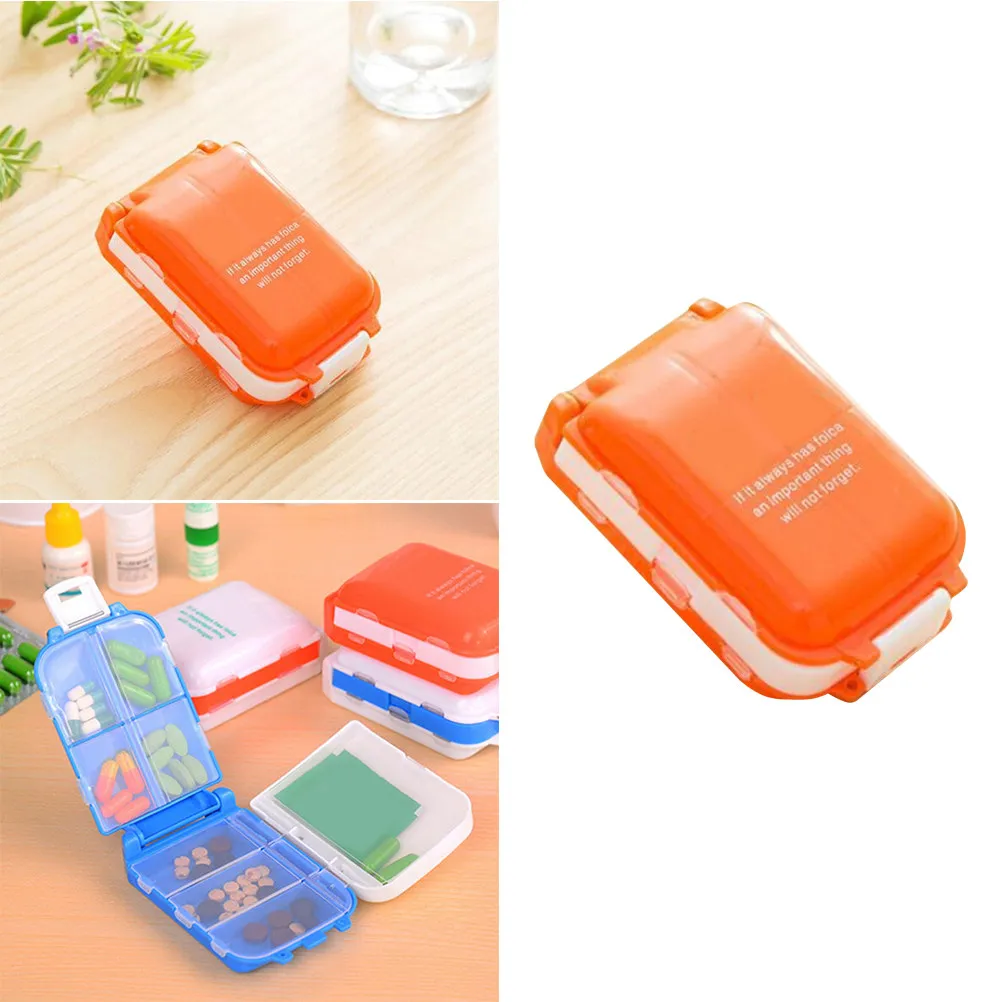 

Коробка для таблеток с 8 отделениями, портативный органайзер для лекарств, контейнер для дома и путешествий, для управления здоровьем, оранжевый