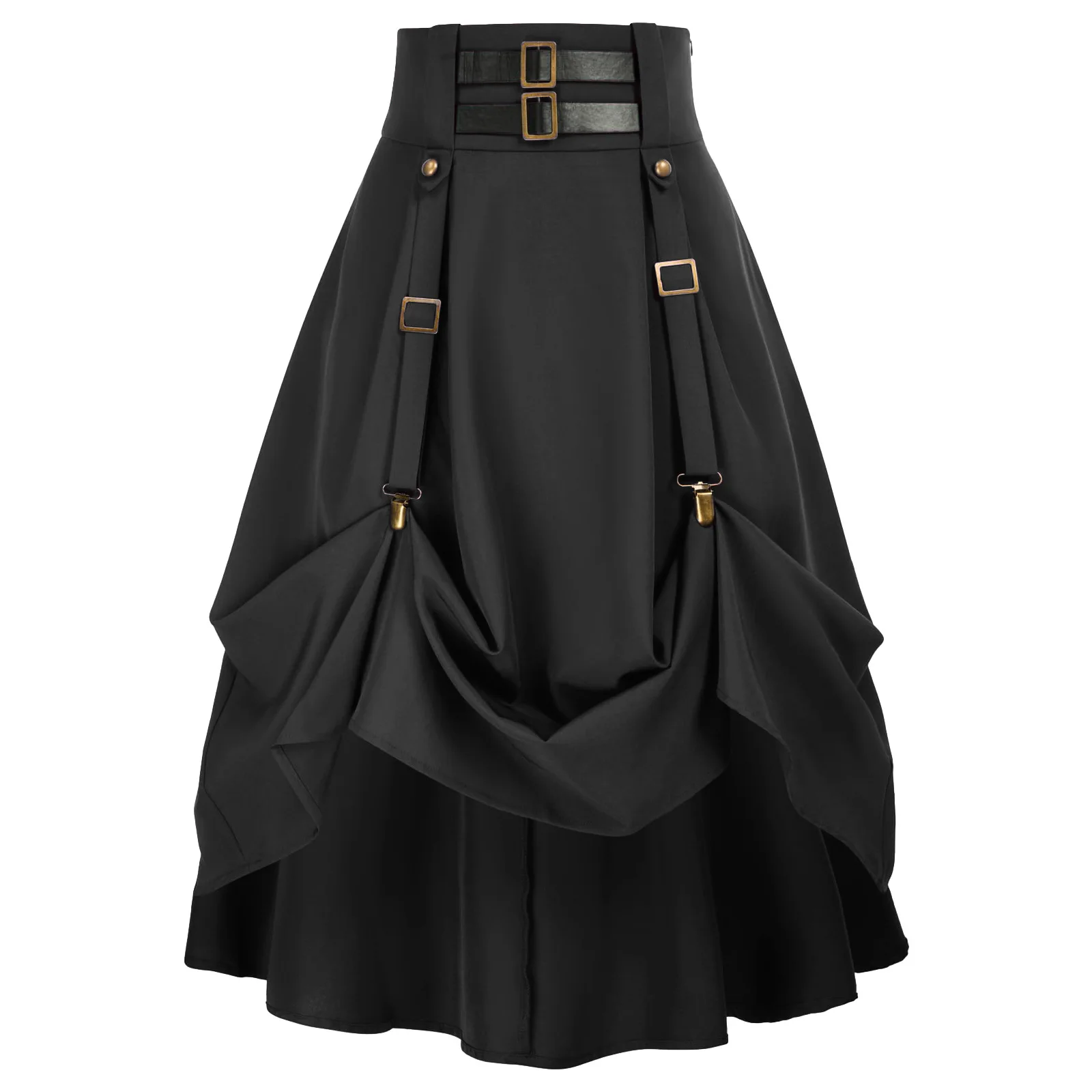 Vintage Victorian Medieval Gothic Steampunk Asymmetry Skirts Women High Wiast Stage Performance Pirate Skirts Costumes