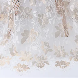 Gold Thread Eyelashes Lace Knitted Nylon Fabric High-end Wedding Lace Clothing Accessories