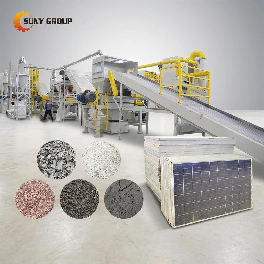 Industrial Photovoltaic Panels Plant Line Copper Glass Silicon Separation PV Pyrolysis Furnace Recycling Machine