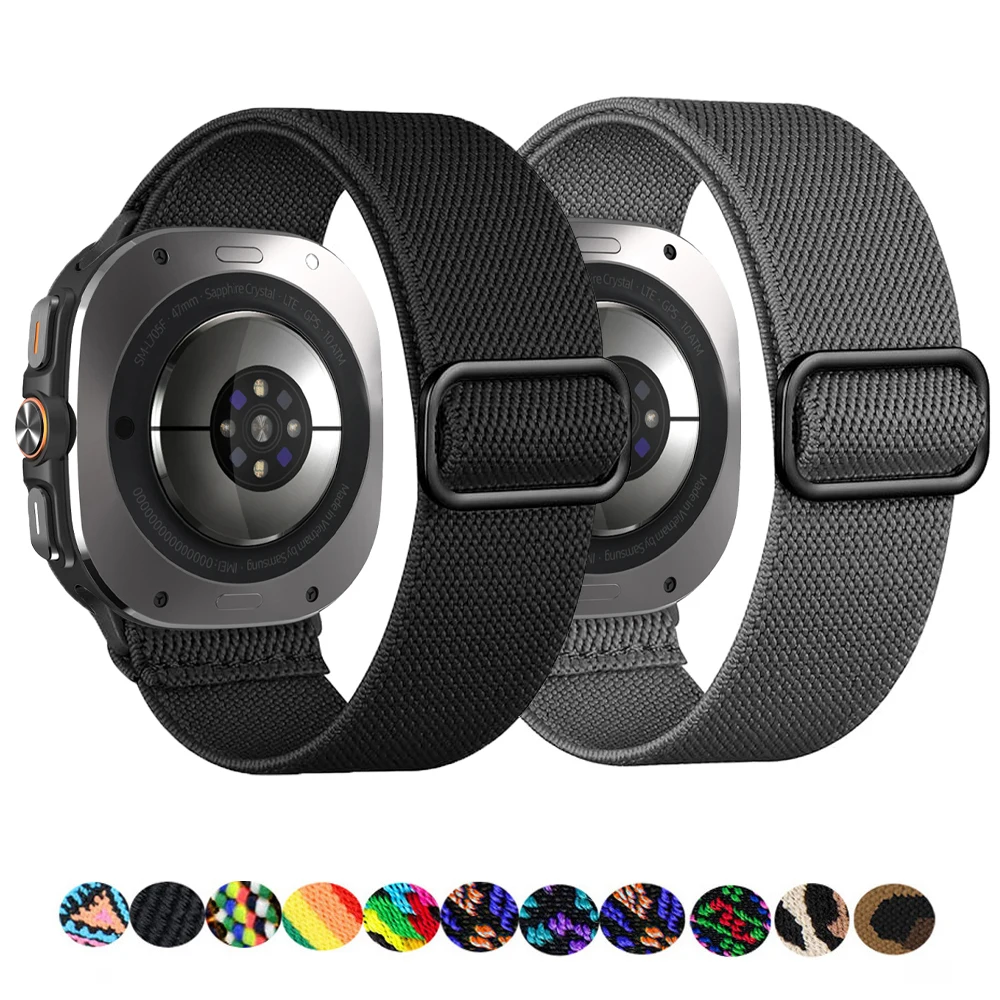 For Samsung Galaxy Watch Ultra Strap 47mm accessories Sport Elastic Scrunchie Nylon bracelet correa Galaxy watch 7 Ultra Band