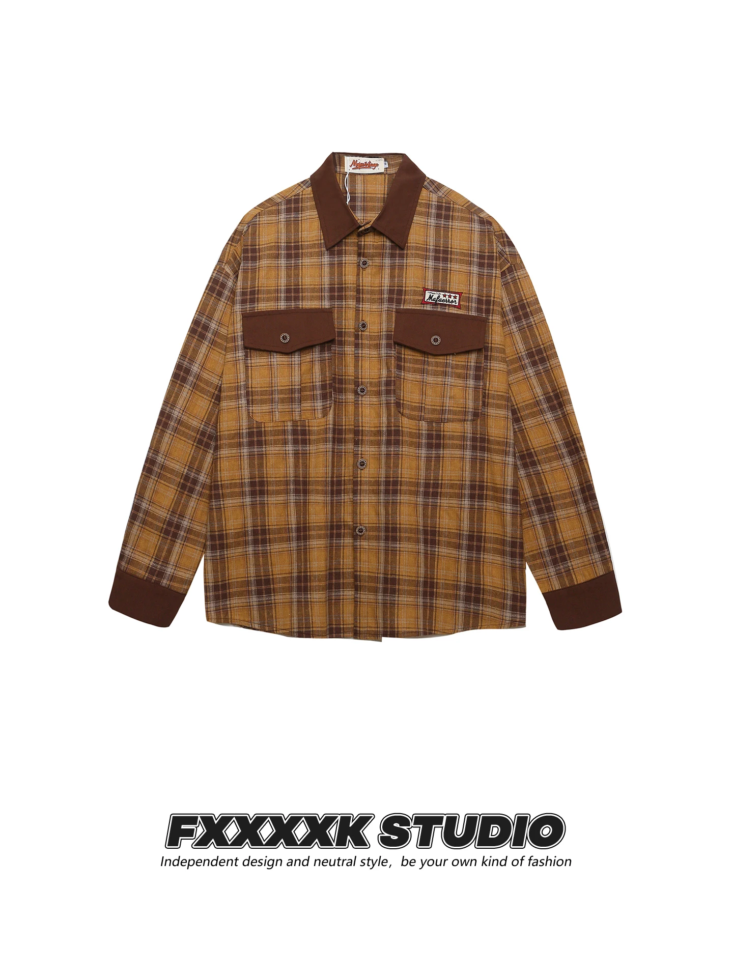 

FXK Original Vintage Cheered Long Sve irt ex Casual Wear Resistant Cotton Loose Fit Autumn Winter Faion irt