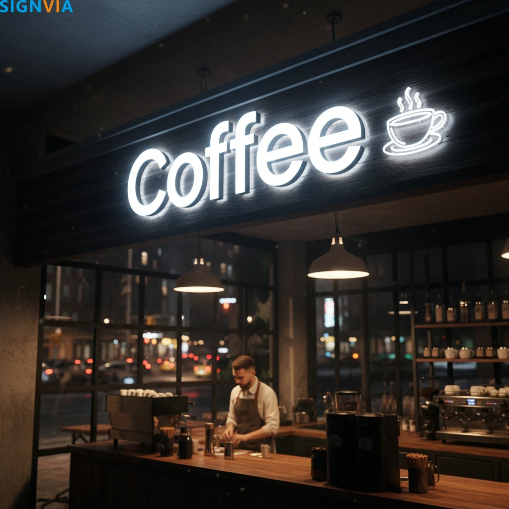 ป้ายตัวอักษรโลหะเรืองแสงแบบกำหนดเอง - ป้ายไฟ LED อะคริลิค 3 มิติ สำหรับธุรกิจ, ป้ายโฆษณาติดผนังนีออนแบรนด์หรู