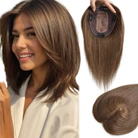 100% cabello humano de 10 pulgadas, 13x12cm, Clip de redecilla para el cabello, extensión Invisible 3D, peluca superior, pieza para mujer, vida diaria