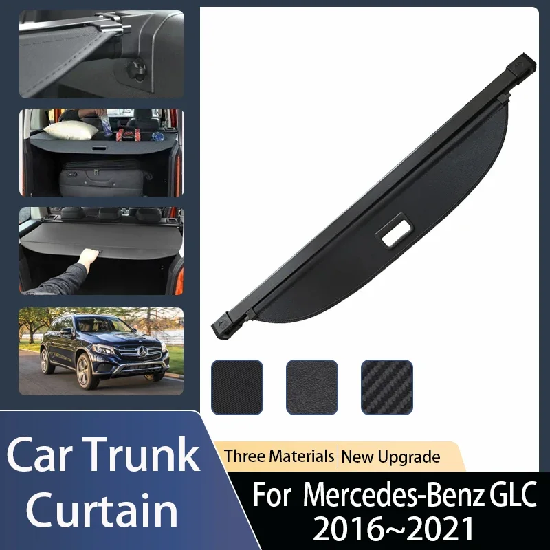 

Car Trunk Curtain Cover For Mercedes-Benz GLC 2016~2021 2017 Luggage Curtain Cargo Shield Retractable Auto Accessories 2018 2020