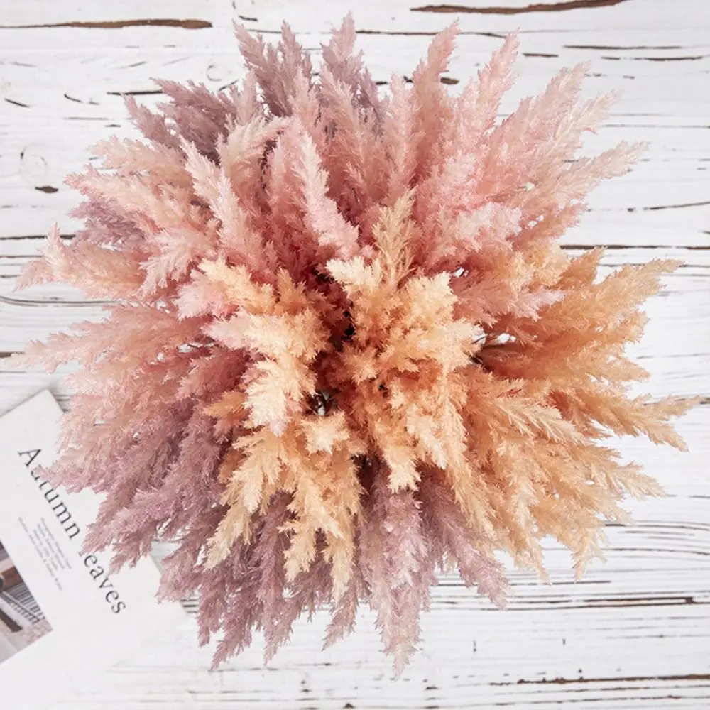 6pcs Plastic Artificial Pampas Grass Bouquet Elegant Realistic Simulation Astilbe Flower Autumn Non-Fading Fake Flowers