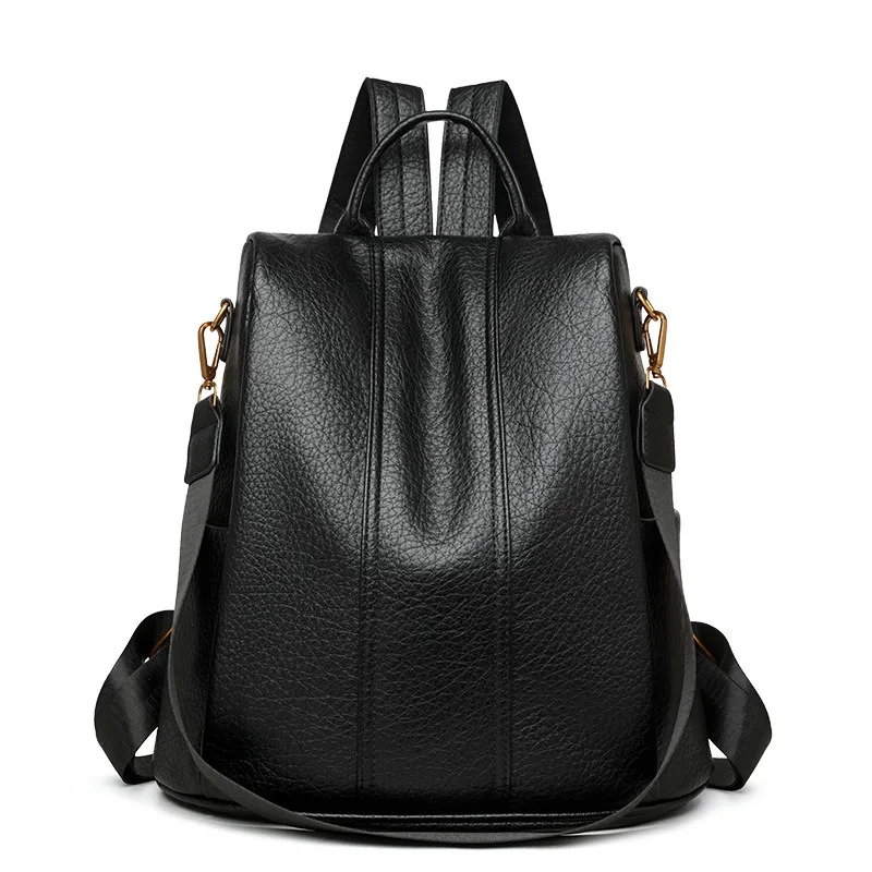 New Anti-theft Backpack Women High Quality Soft Faux Leather Vintage Backpack Ladies Travel School Bag Large Capacity Rucksack