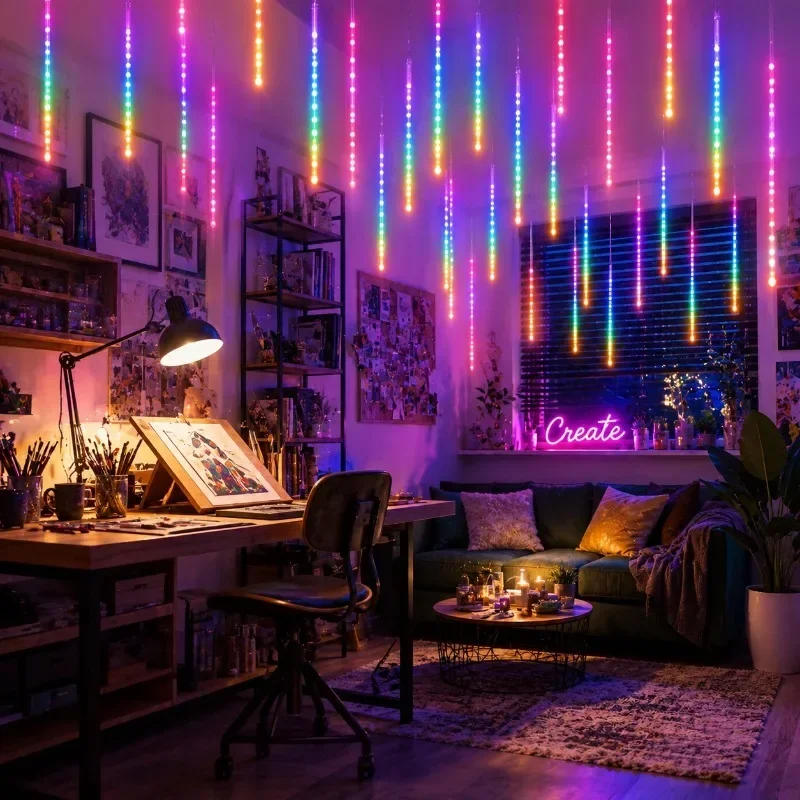 8 Modes USB Popsicle LED String Lights Waterproof Flexible Curtain Garland Lamp For Home Wedding Christmas Party Garden Decor