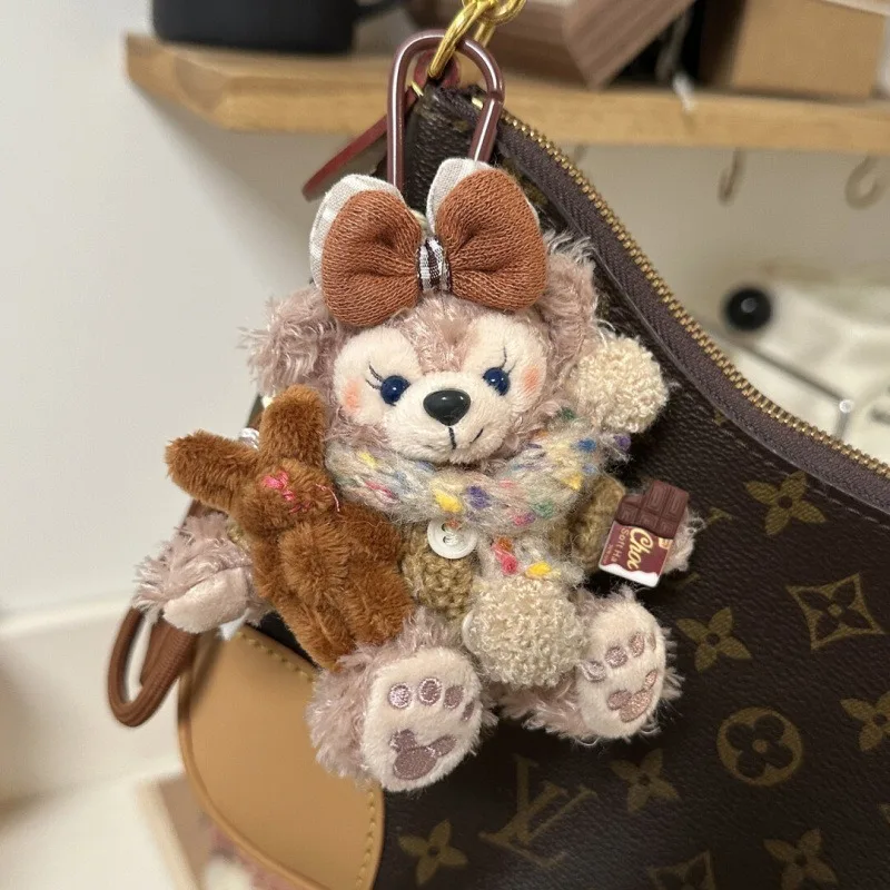 

10cm/3.93in Disney ShirleyMei Plushie Toy Chocolate Backpack Accessories Kawaii Cotton Stuffed Decorative Dolls Valentines Gifts