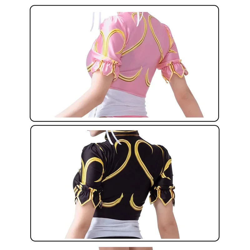 Blu rosa cheongsam Street Fighter game dress elastico Li cosplay costume donna Halloween sexy outfit wristband set sutorito FAIT