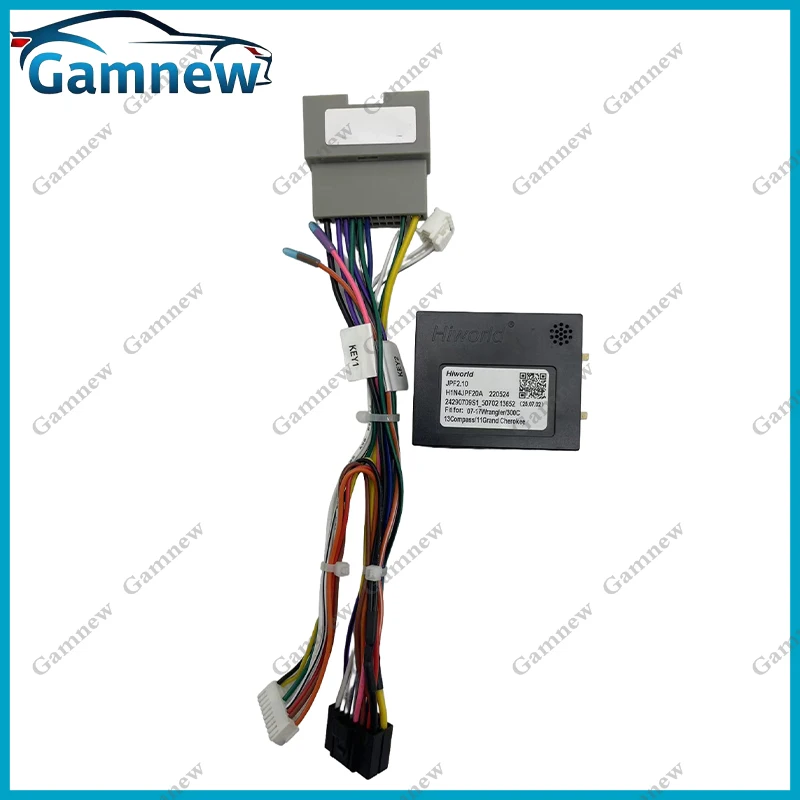Car Radio Wiring Harness Connector Socket Power Cable with CANBus Decoder for Jeep Compass Grand Cherokee Patriot Wrangler